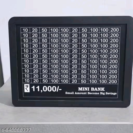 Wooden Money Piggy Bank for Kids – 11000 Rupees Goal Savings Box