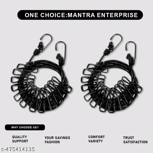 Portable Clothes Drying Rope with Clips (2 Pack) – Windproof Travel Clothesline