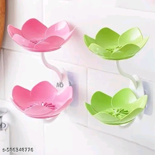 Wall Mounted Double Layer Soap Dish Holder – Self Adhesive Flower Design