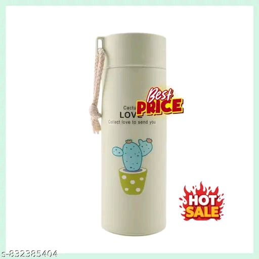 Glass Water Bottle 400ml with Cactus Print – BPA Free Sleeve Bottle