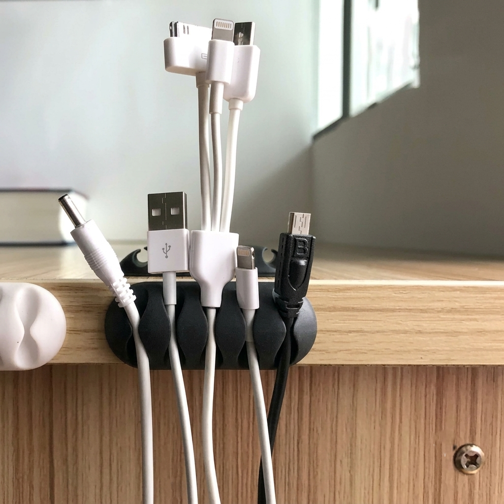 Self Adhesive Cable Holder Clips for Wire Management | Cable Organizer for Charging Cables, USB Cords, Earphones & Desk Cable Management (Pack of 5)