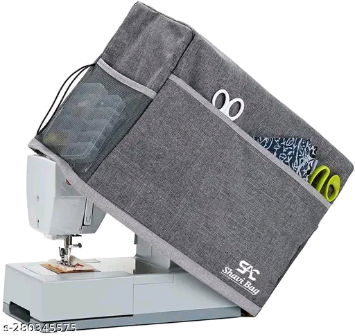 Sewing Machine Cover with Storage Pockets – Heavy Duty Dust Protector Grey